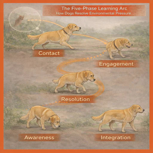 The Five-Phase Learning Arc: How Dogs Resolve Triggers Naturally